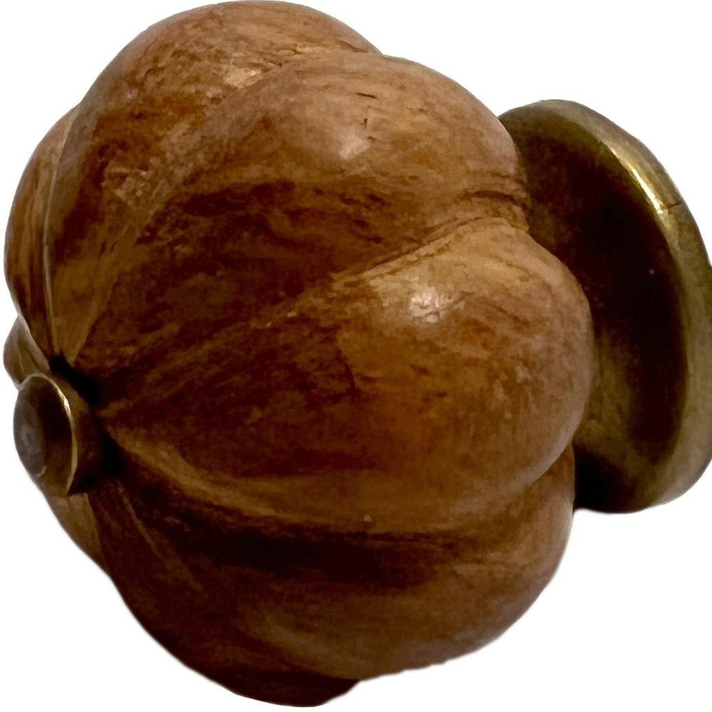 Set of Six Brown Floral Knob Wood Drawer Pull Knobs HomeRoots