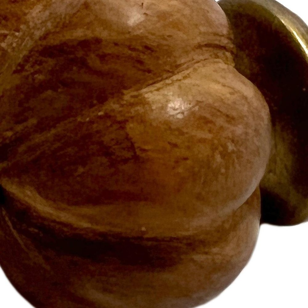 Set of Six Brown Floral Knob Wood Drawer Pull Knobs HomeRoots