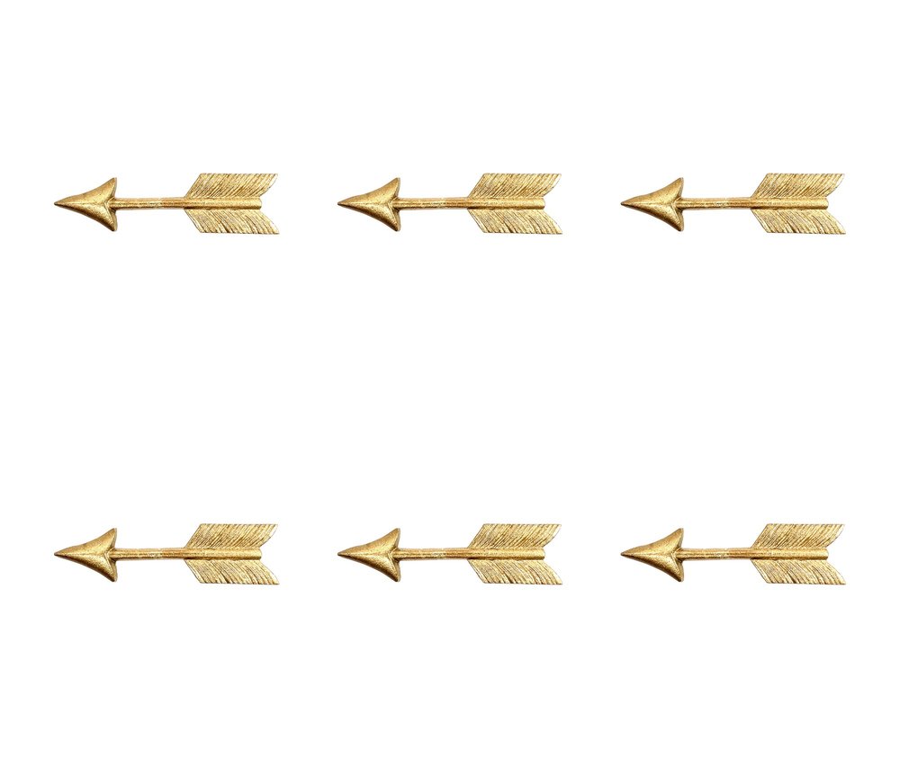 Set of Six Brass Cast Aluminum Arrow Drawer Pull Knobs HomeRoots