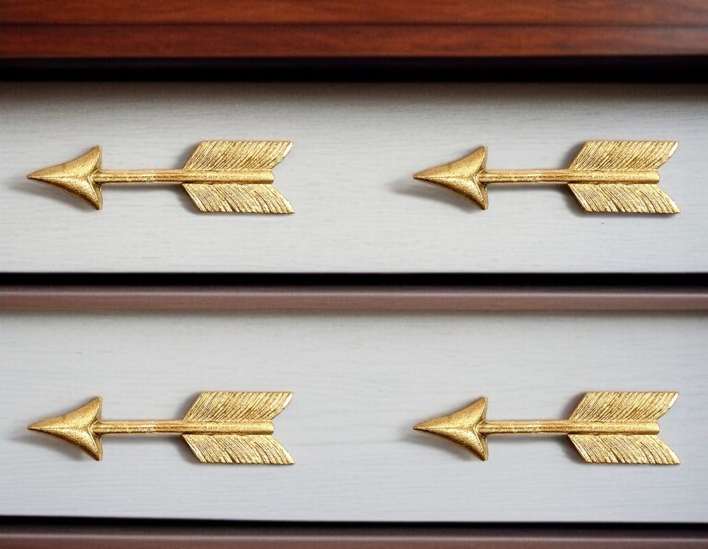 Set of Six Brass Cast Aluminum Arrow Drawer Pull Knobs HomeRoots