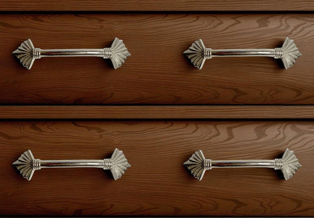 Set of Six Silver Metal Drawer Pull Knobs HomeRoots