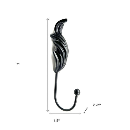 Set of Six Black Steel Feather Wall Hooks HomeRoots