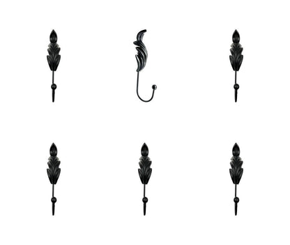 Set of Six Black Steel Feather Wall Hooks HomeRoots