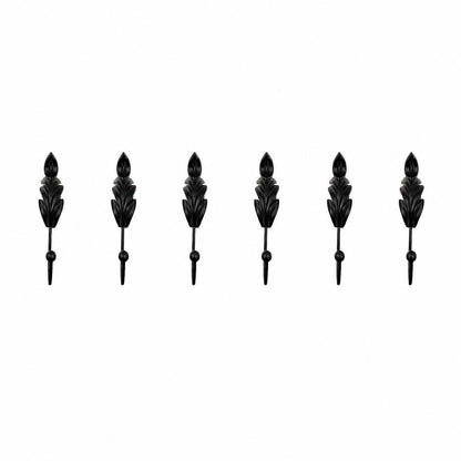 Set of Six Black Steel Feather Wall Hooks HomeRoots