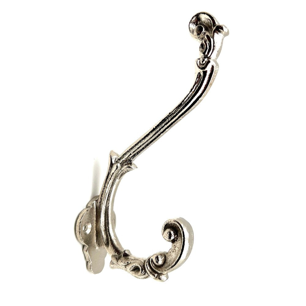 Set of Six Silver Cast Iron Baroque Scroll Wall Hooks HomeRoots
