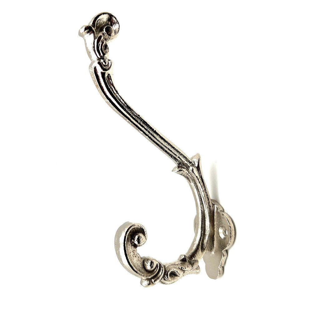 Set of Six Silver Cast Iron Baroque Scroll Wall Hooks HomeRoots