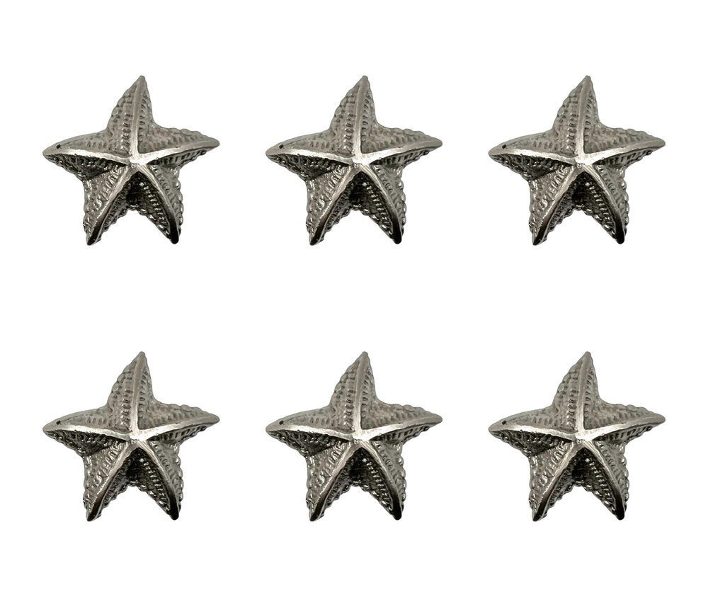 Set of Six Silver Starfish Knob Iron Drawer Pull Knobs HomeRoots