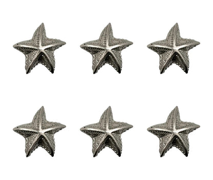 Set of Six Silver Starfish Knob Iron Drawer Pull Knobs HomeRoots