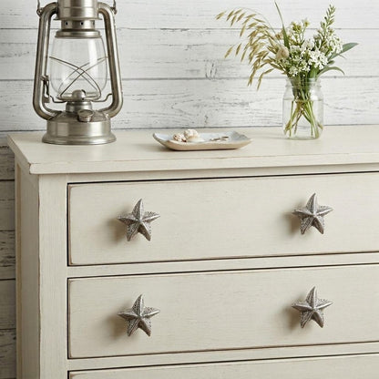 Set of Six Silver Starfish Knob Iron Drawer Pull Knobs HomeRoots