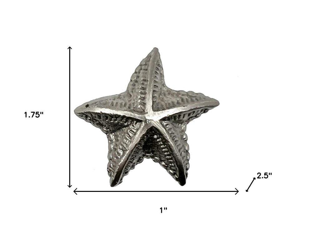 Set of Six Silver Starfish Knob Iron Drawer Pull Knobs HomeRoots