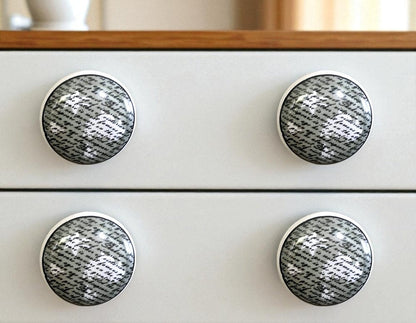 Set of Six White Poetic Script Ceramic Drawer Pull Knobs HomeRoots