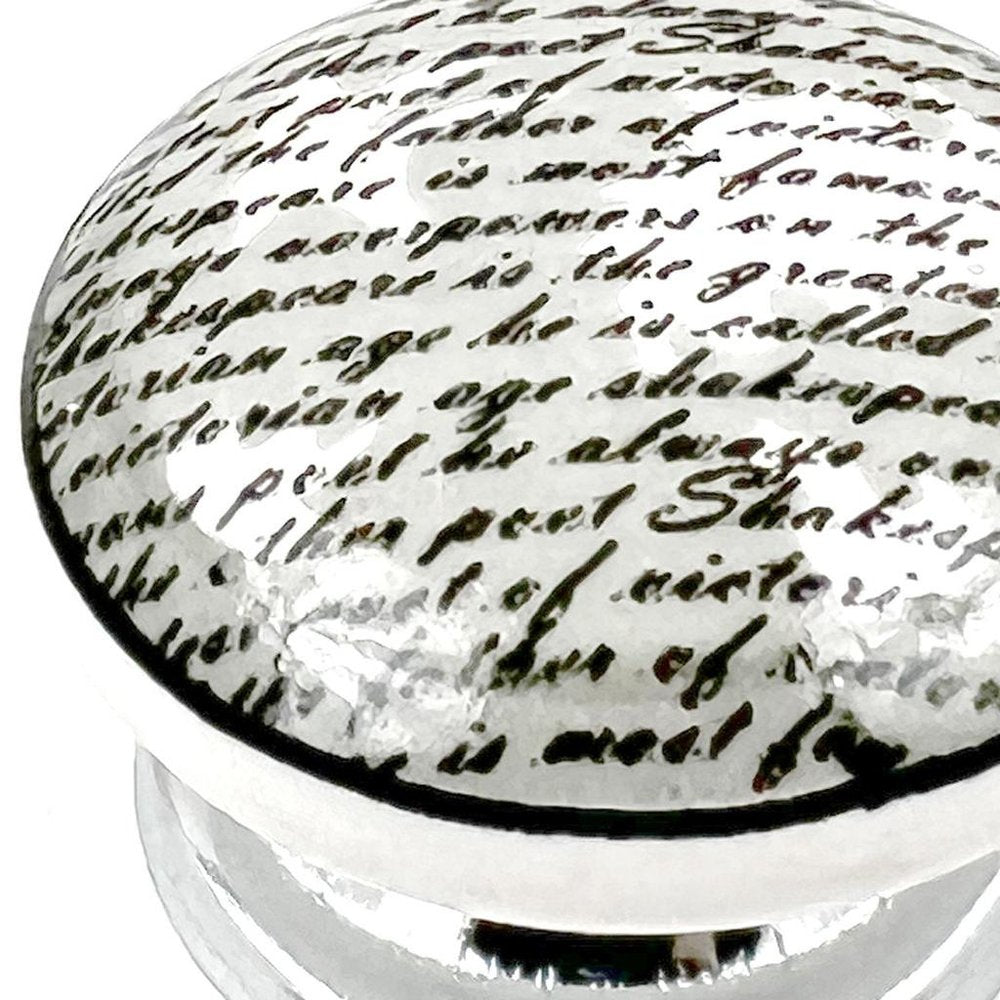 Set of Six White Poetic Script Ceramic Drawer Pull Knobs HomeRoots