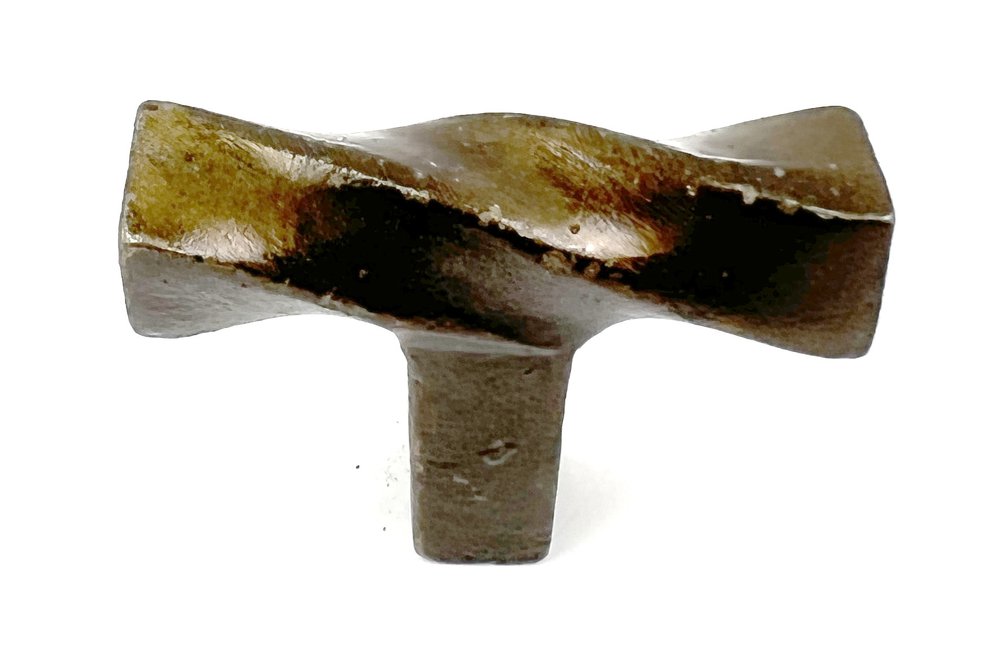 Set of Six Bronze Rectangle Knob Geometric Cast Aluminum Drawer Pull Knobs — view 1