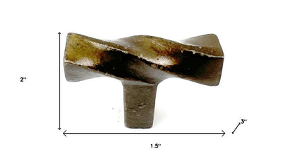 Set of Six Bronze Rectangle Knob Geometric Cast Aluminum Drawer Pull Knobs HomeRoots