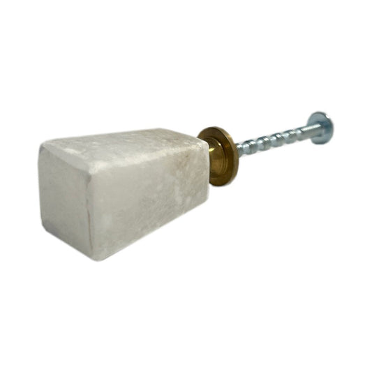 Set of Six White Cylindrical Knob Stone Drawer Pull Knobs HomeRoots