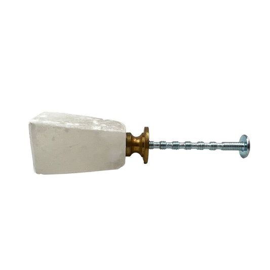 Set of Six White Cylindrical Knob Stone Drawer Pull Knobs HomeRoots