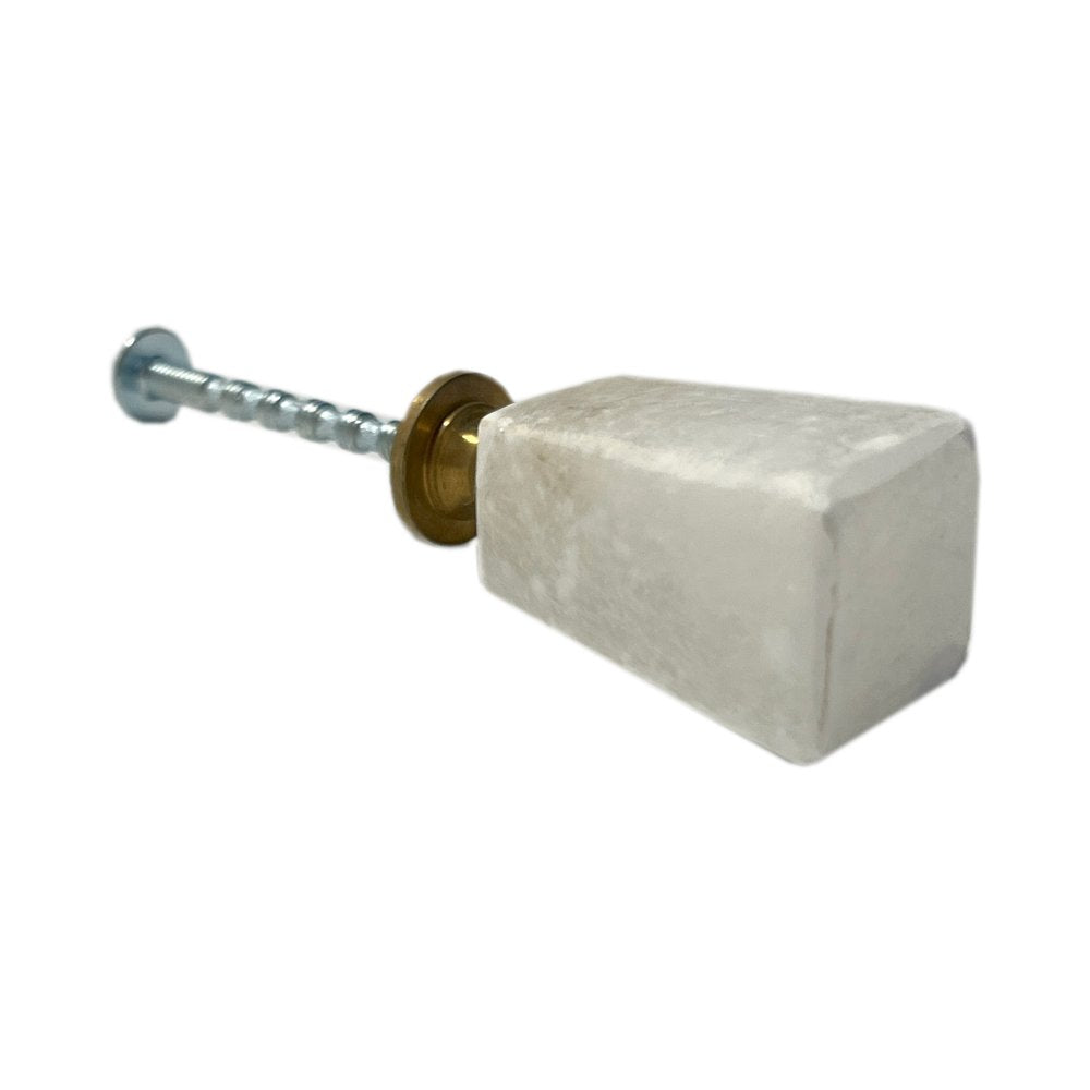Set of Six White Cylindrical Knob Stone Drawer Pull Knobs HomeRoots