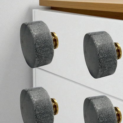 Set of Six Gray Disc Knob Stone Drawer Pull Knobs HomeRoots