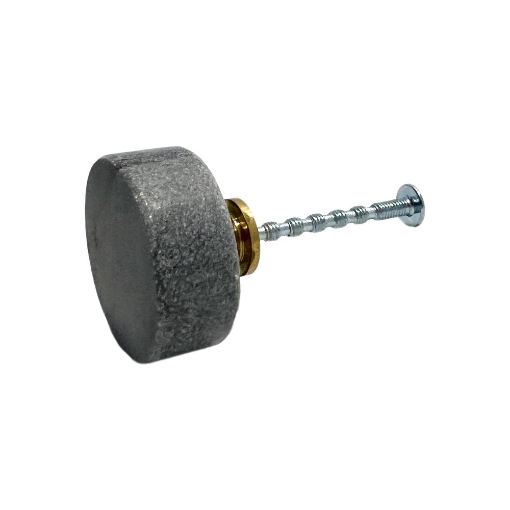 Set of Six Gray Disc Knob Stone Drawer Pull Knobs — view 1