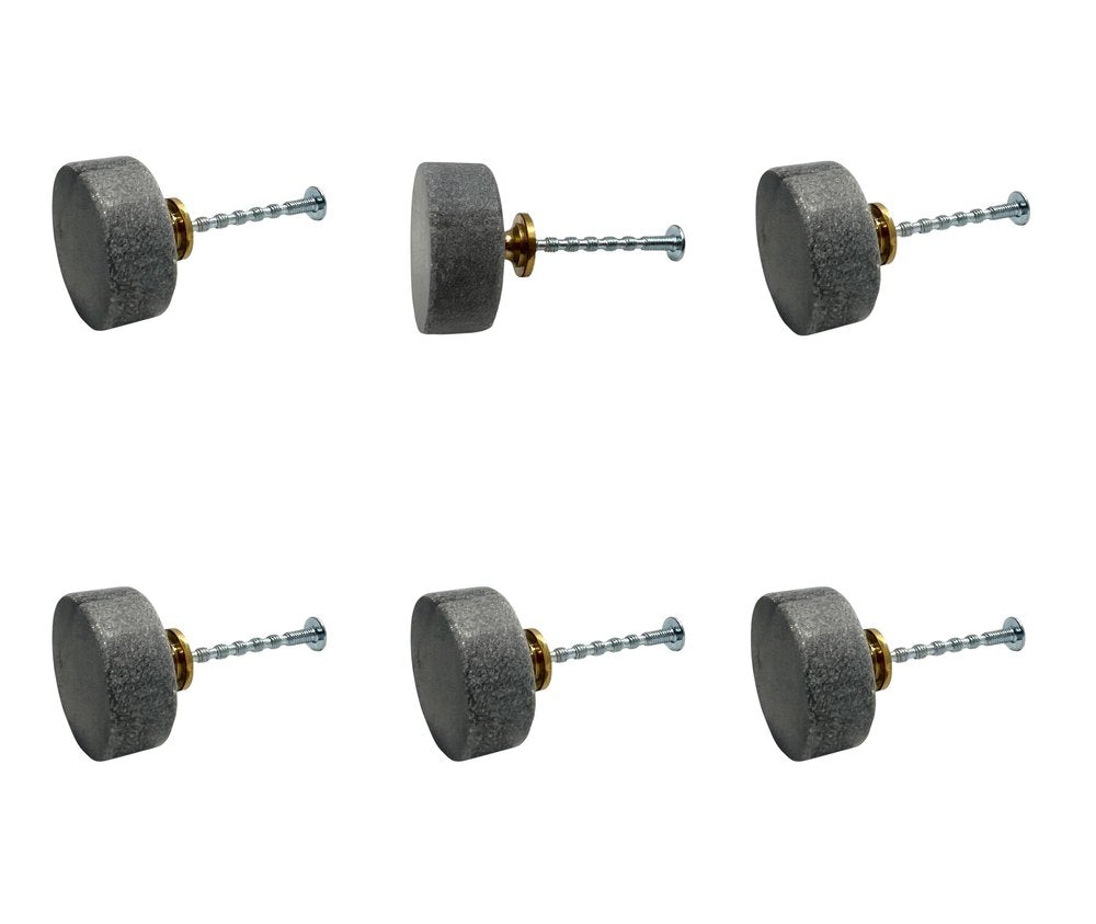 Set of Six Gray Disc Knob Stone Drawer Pull Knobs HomeRoots