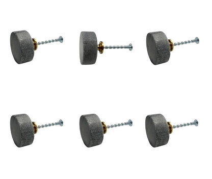 Set of Six Gray Disc Knob Stone Drawer Pull Knobs HomeRoots