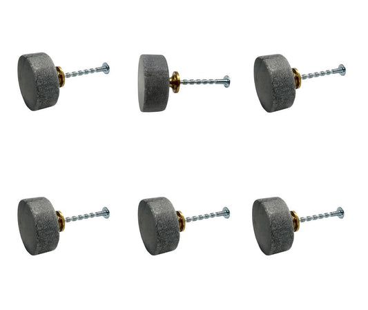 Set of Six Gray Disc Knob Stone Drawer Pull Knobs HomeRoots