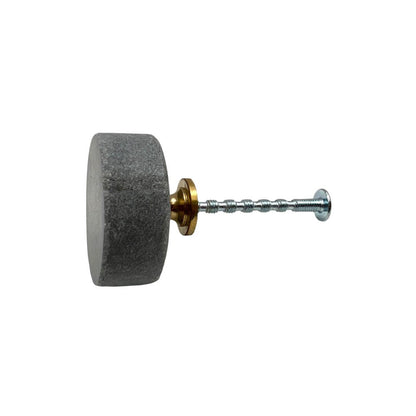 Set of Six Gray Disc Knob Stone Drawer Pull Knobs HomeRoots