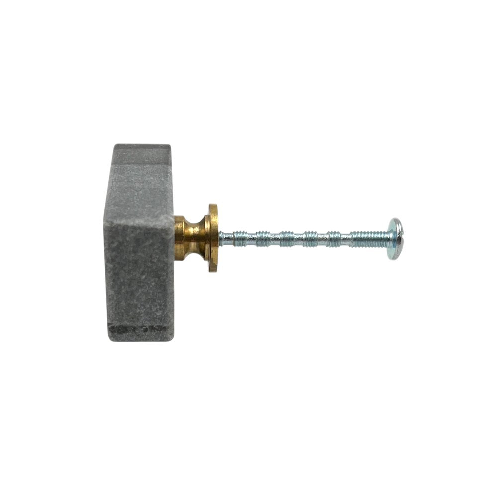 Set of Six Gray Rectangle Knob Stone Drawer Pull Knobs HomeRoots