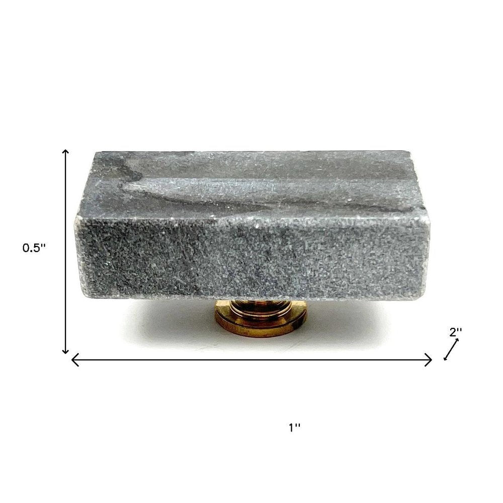 Set of Six Gray Rectangle Knob Stone Drawer Pull Knobs HomeRoots