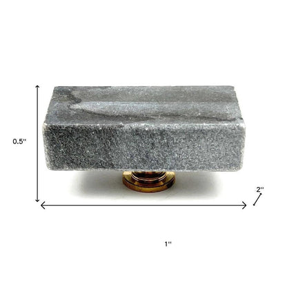 Set of Six Gray Rectangle Knob Stone Drawer Pull Knobs HomeRoots