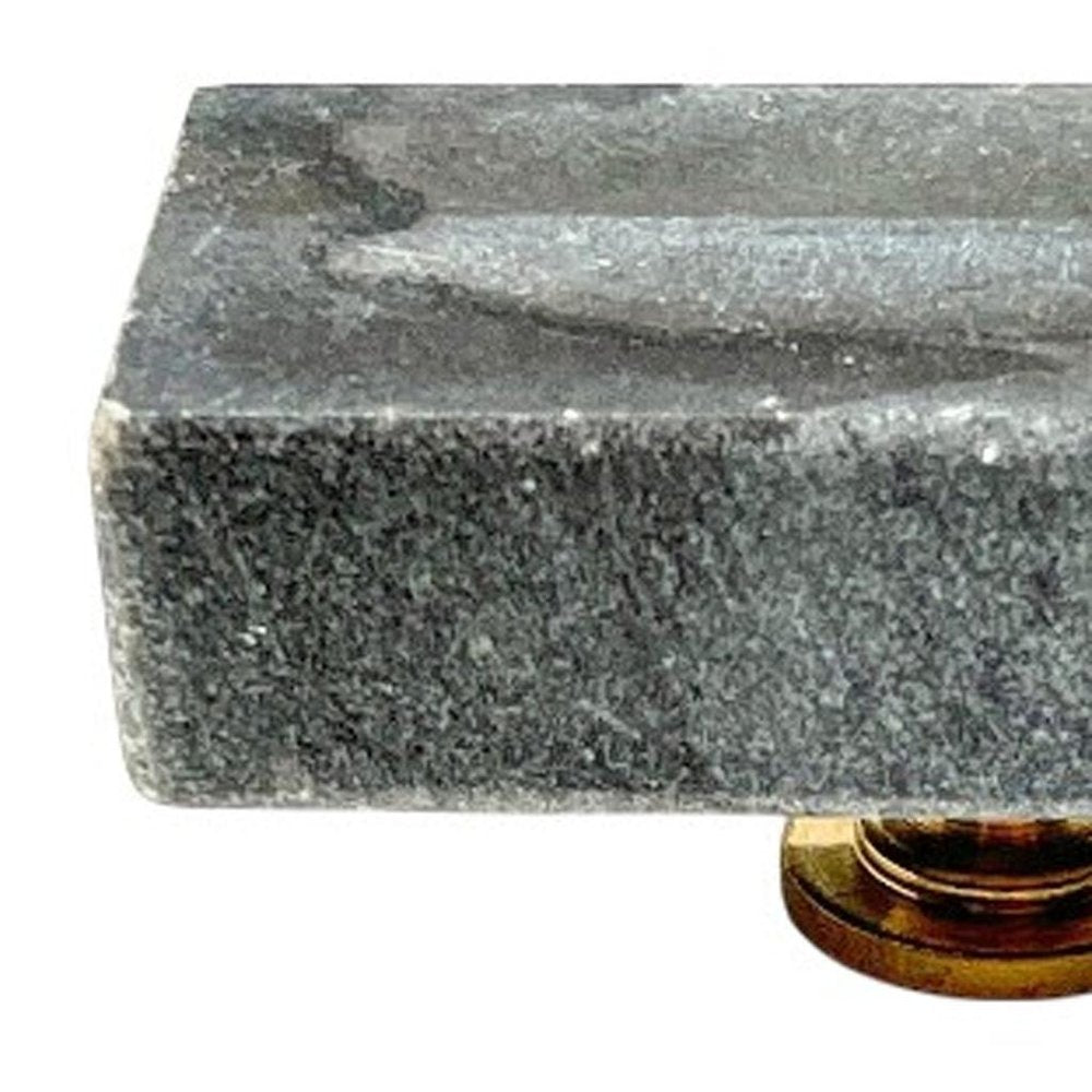 Set of Six Gray Rectangle Knob Stone Drawer Pull Knobs HomeRoots