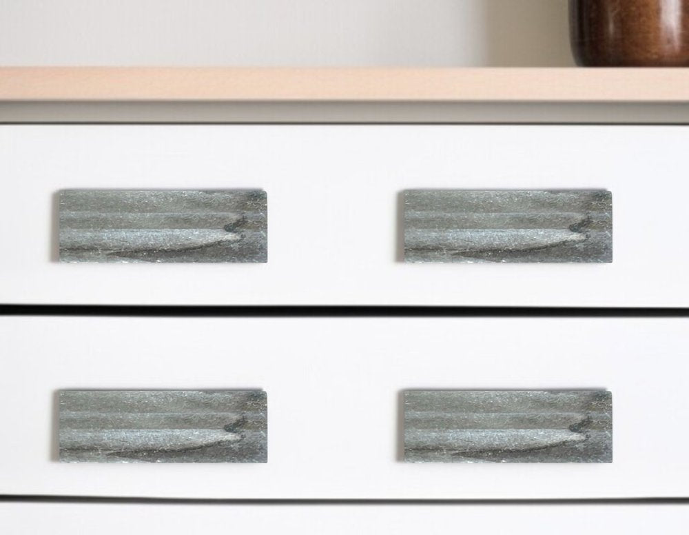 Set of Six Gray Rectangle Knob Stone Drawer Pull Knobs HomeRoots