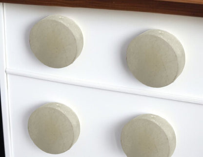 Set of Six Off White Stone Disc Drawer Pull Knobs HomeRoots