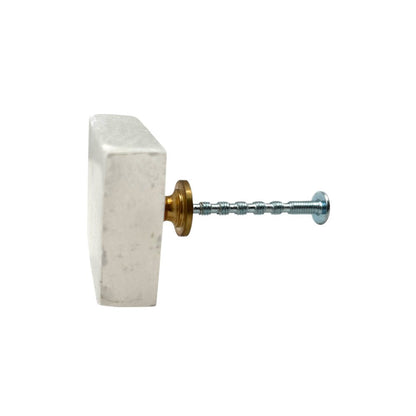 Set of Six White Square Knob Stone Drawer Pull Knobs HomeRoots
