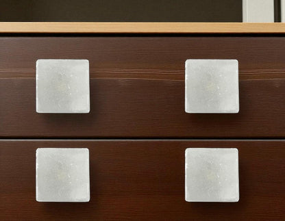 Set of Six White Square Knob Stone Drawer Pull Knobs HomeRoots