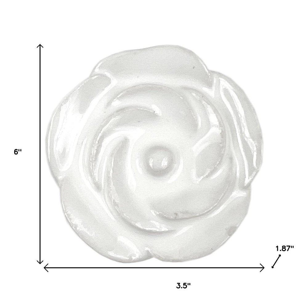 Set of Six White Ceramic Flower Shape Drawer Pull Knobs HomeRoots