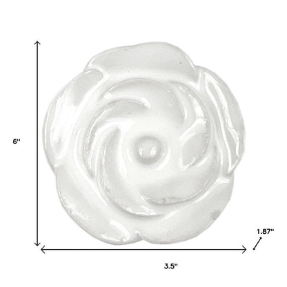 Set of Six White Ceramic Flower Shape Drawer Pull Knobs HomeRoots