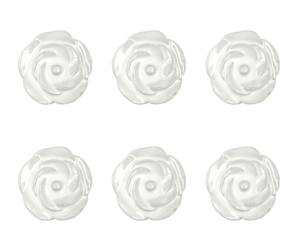 Set of Six White Ceramic Flower Shape Drawer Pull Knobs HomeRoots