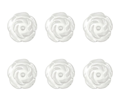Set of Six White Ceramic Flower Shape Drawer Pull Knobs HomeRoots