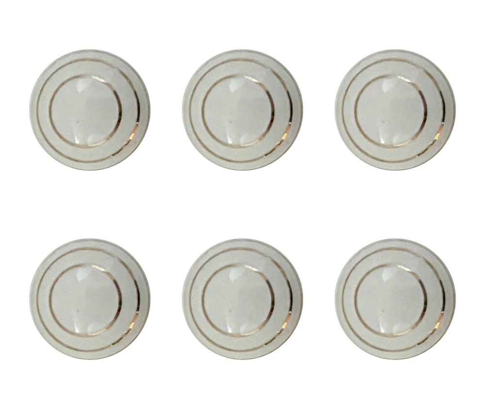 Set of Six White And Gold Geometric Ceramic Drawer Pull Knobs HomeRoots