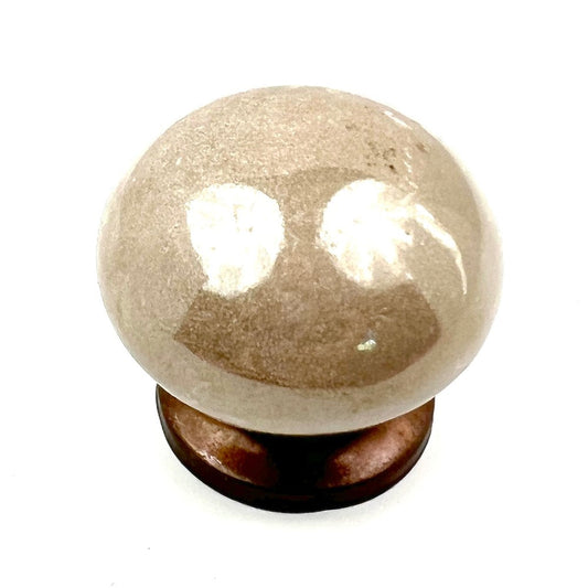 Set of Six Tan Mushroom Knob Ceramic Drawer Pull Knobs HomeRoots