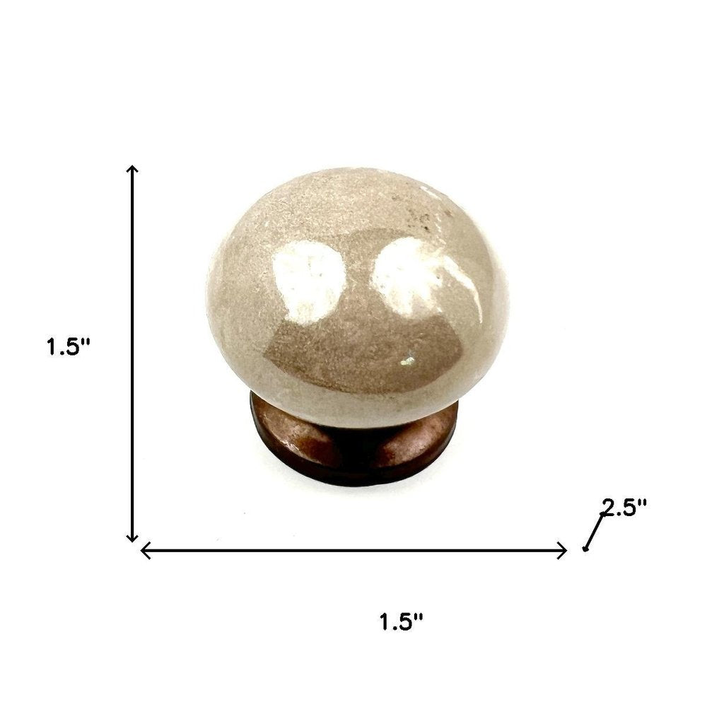 Set of Six Tan Mushroom Knob Ceramic Drawer Pull Knobs HomeRoots