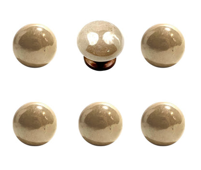 Set of Six Tan Mushroom Knob Ceramic Drawer Pull Knobs HomeRoots