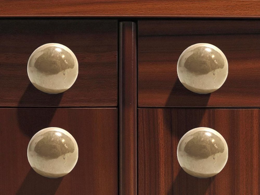 Set of Six Tan Mushroom Knob Ceramic Drawer Pull Knobs HomeRoots