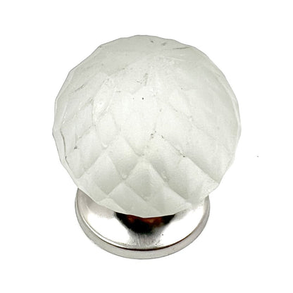 Set of Six White Glass Drawer Pull Knobs HomeRoots