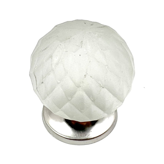 Set of Six White Glass Drawer Pull Knobs HomeRoots