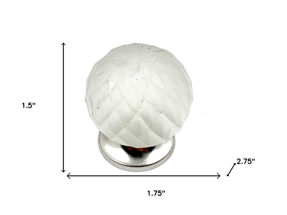 Set of Six White Glass Drawer Pull Knobs HomeRoots