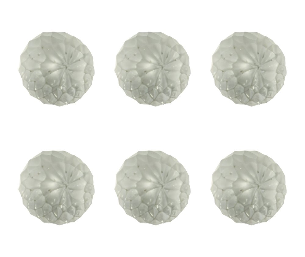 Set of Six White Glass Drawer Pull Knobs HomeRoots