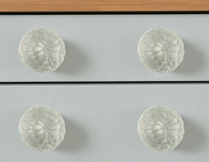Set of Six White Glass Drawer Pull Knobs HomeRoots