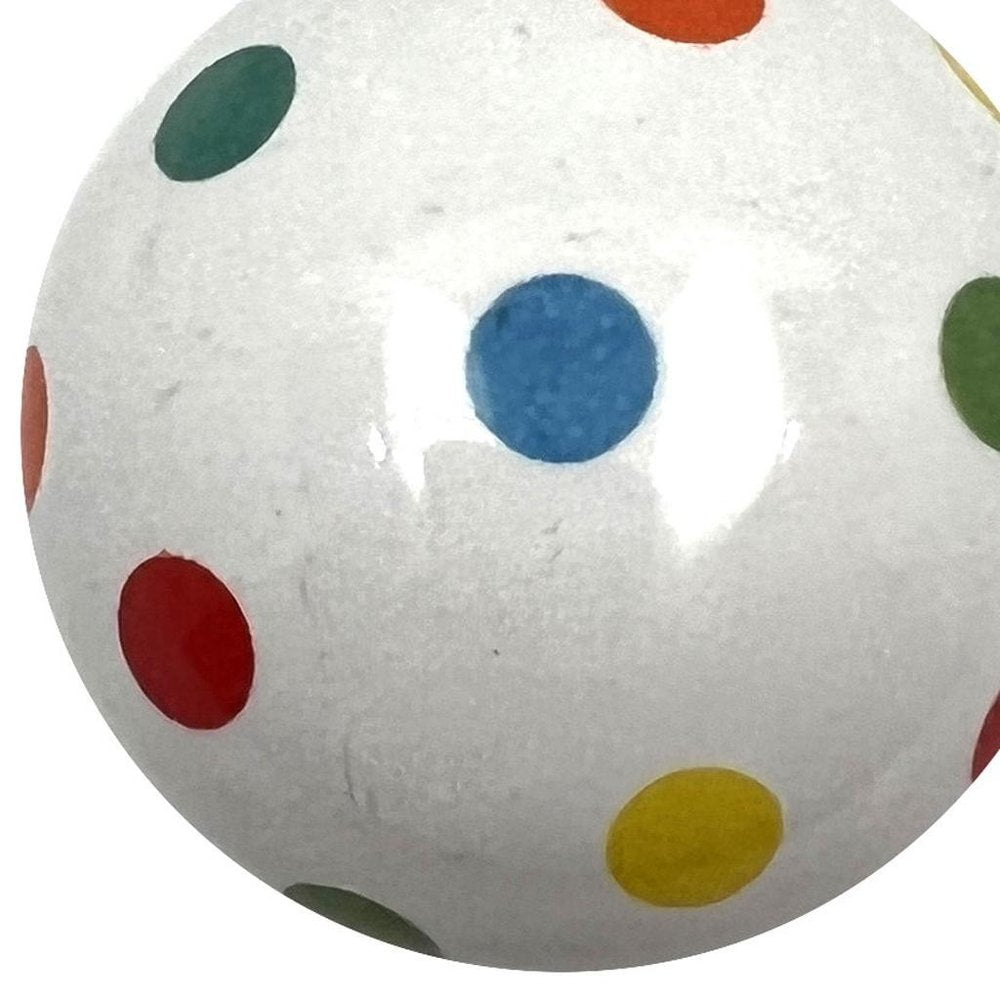 Set of Six Blue Green Off White And Red Polka Dots Ceramic Drawer Pull Knobs HomeRoots